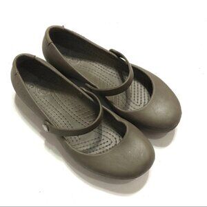 Crocs Mary Jane Slip On Shoes Sz 7 Tan Clay Women